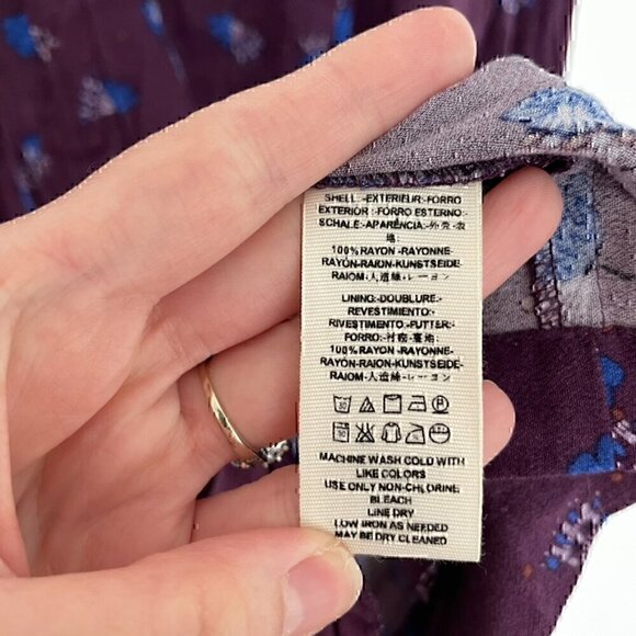 FREE PEOPLE FP Teagan Dress Purple Blue Long Flare Sleeve Cutout Mini Fit Flare - Picture 11 of 14